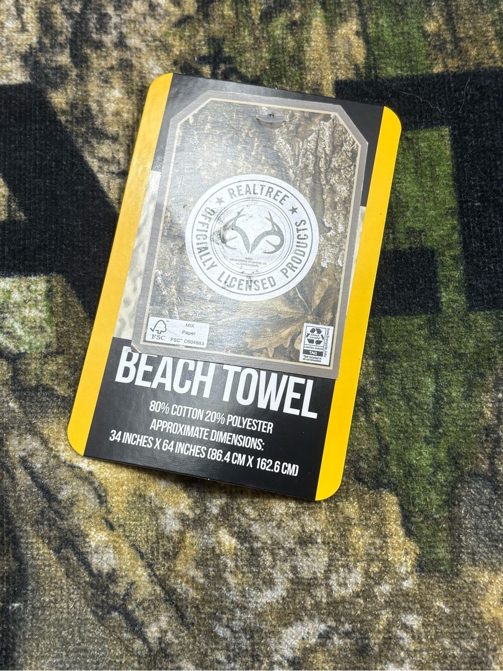 Realtree Camo Beach Towel - Green/Brown Camo